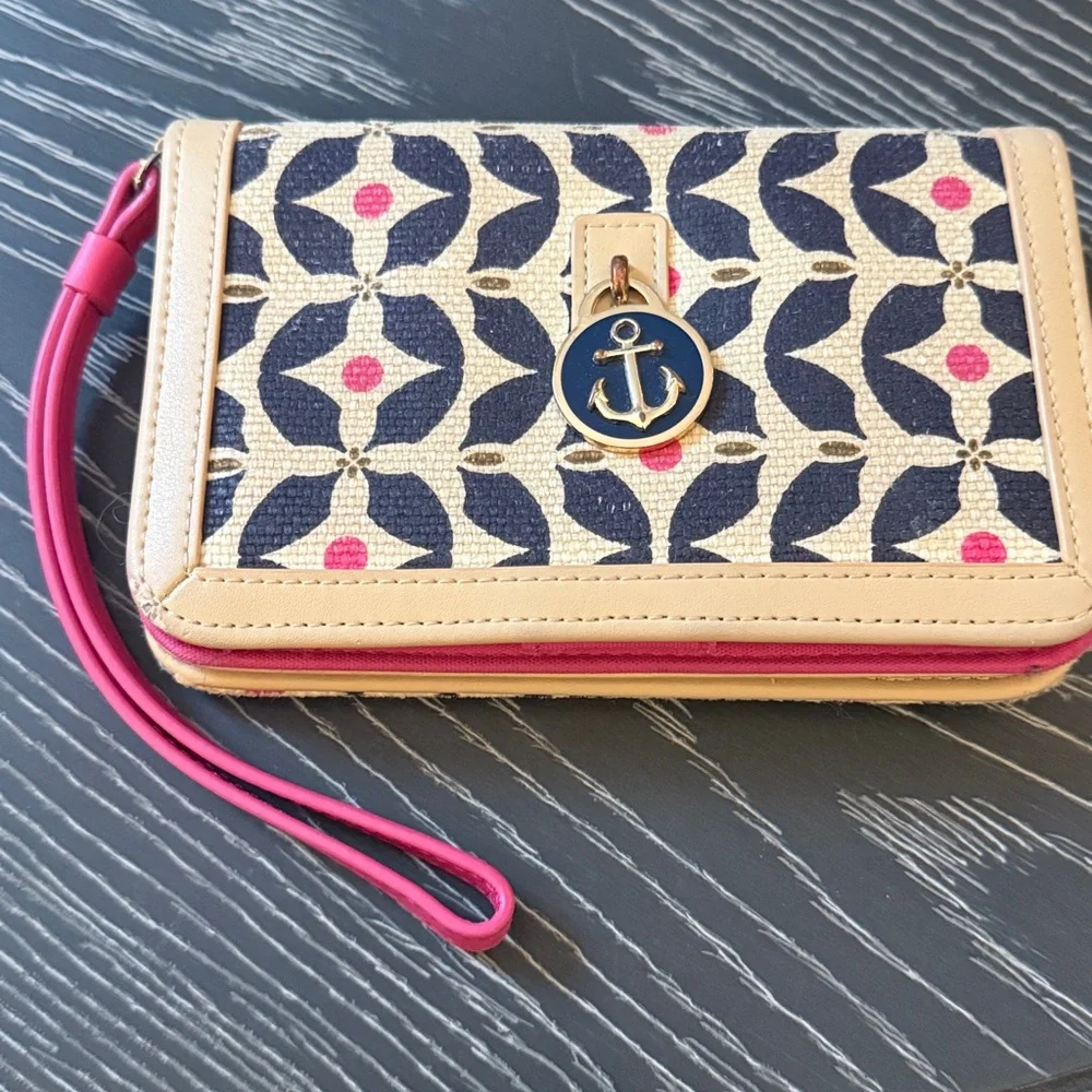 Spartina 449 Maritime Crossbody Purse Matching Wristlet Wallet Pink Navy - Picture 8 of 16